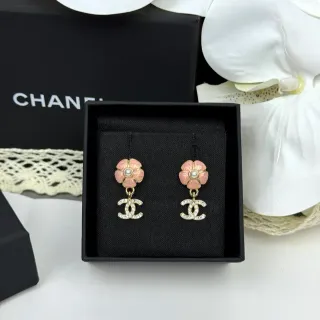 Chanel Floral Pearl and Crystal CC Logo Drop Earrings
