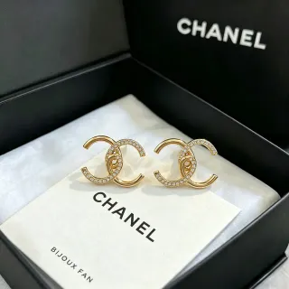 Chanel Gold Silver Pavé-Crystal कान की मूंज