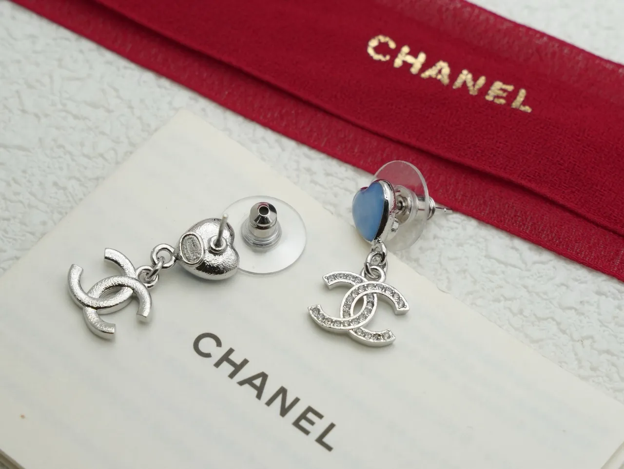Chanel Heart and CC Logo Pavé Earrings 2