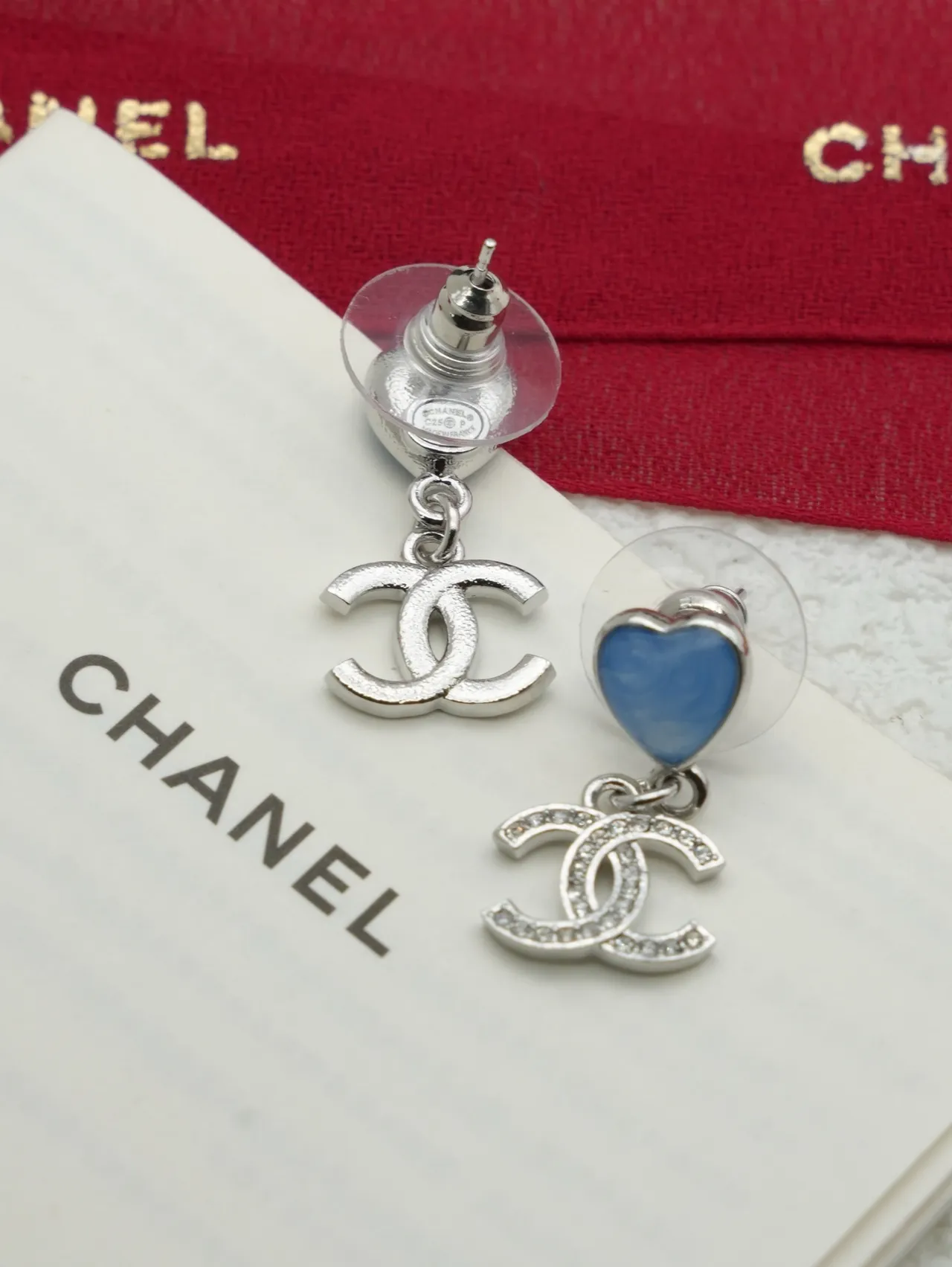 Chanel Heart and CC Logo Pavé Earrings 3