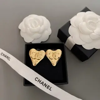 Chanel Heart CC Gold-Tone Earrings