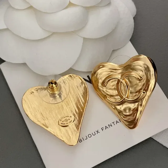 Chanel Heart CC Brincos Oro-Tone 2