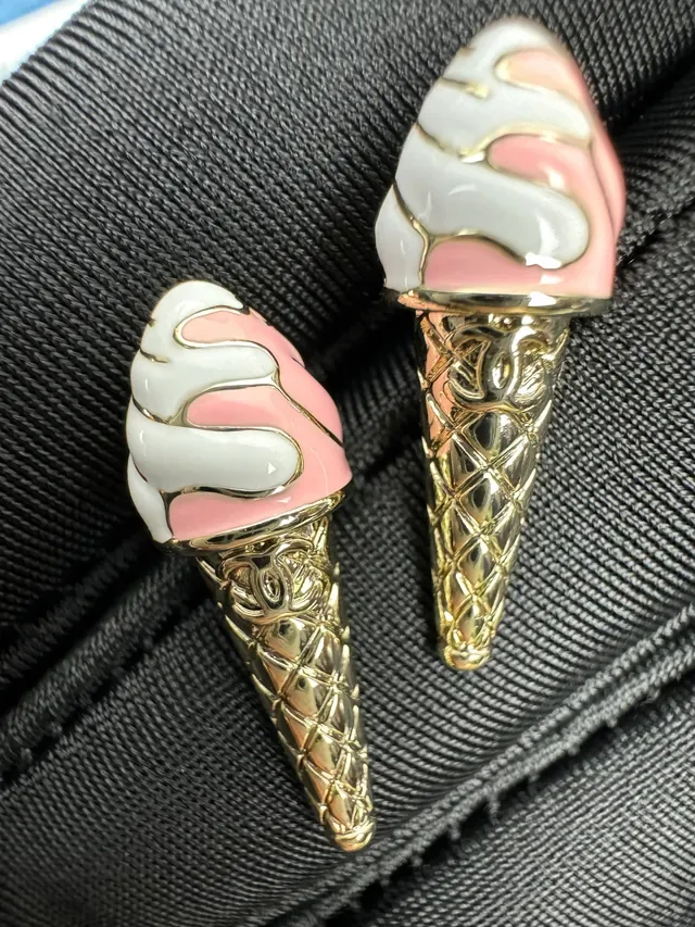Chanel Ice Cream Cone Enamel Stud Earrings 4