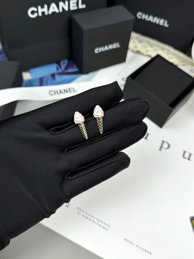 Chanel Ice Cream Cone Enamel Stud Earrings 5