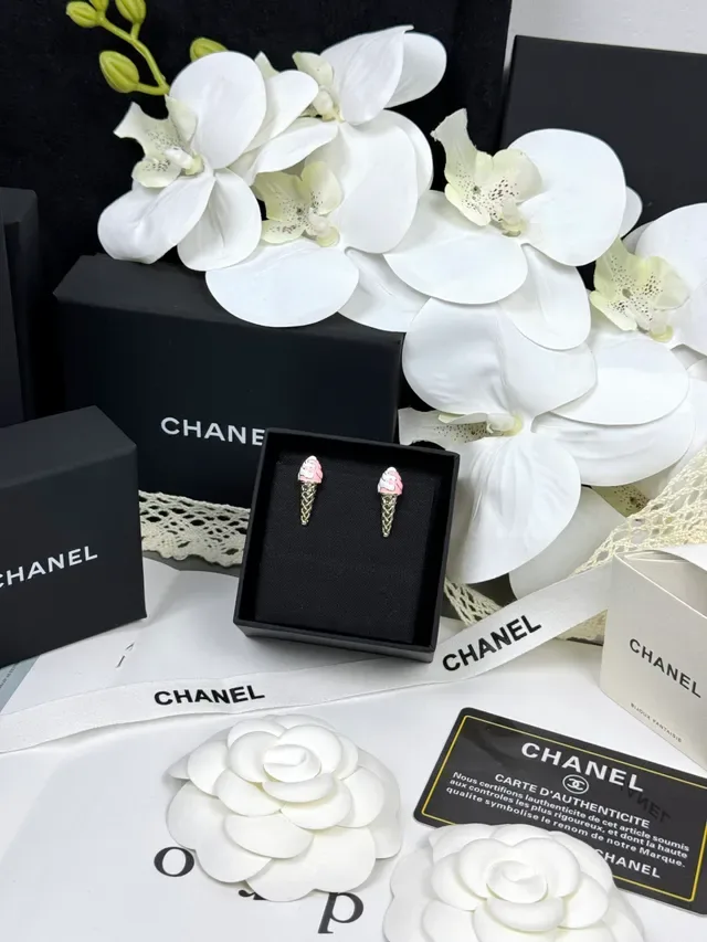 Chanel Ice Cream Cone Enamel Stud Earrings 8