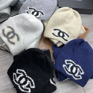 Chanel Interlocking CC Logo Knit Beanie