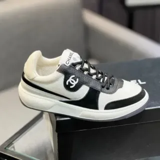 Chanel Lifestyle Sneaker White Black Dual-Tone Mesh And Leather Interlocking CC Logo Lifestyle Sneakers
