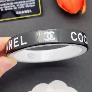 Chanel Logo Bangle Black and White Bracelet