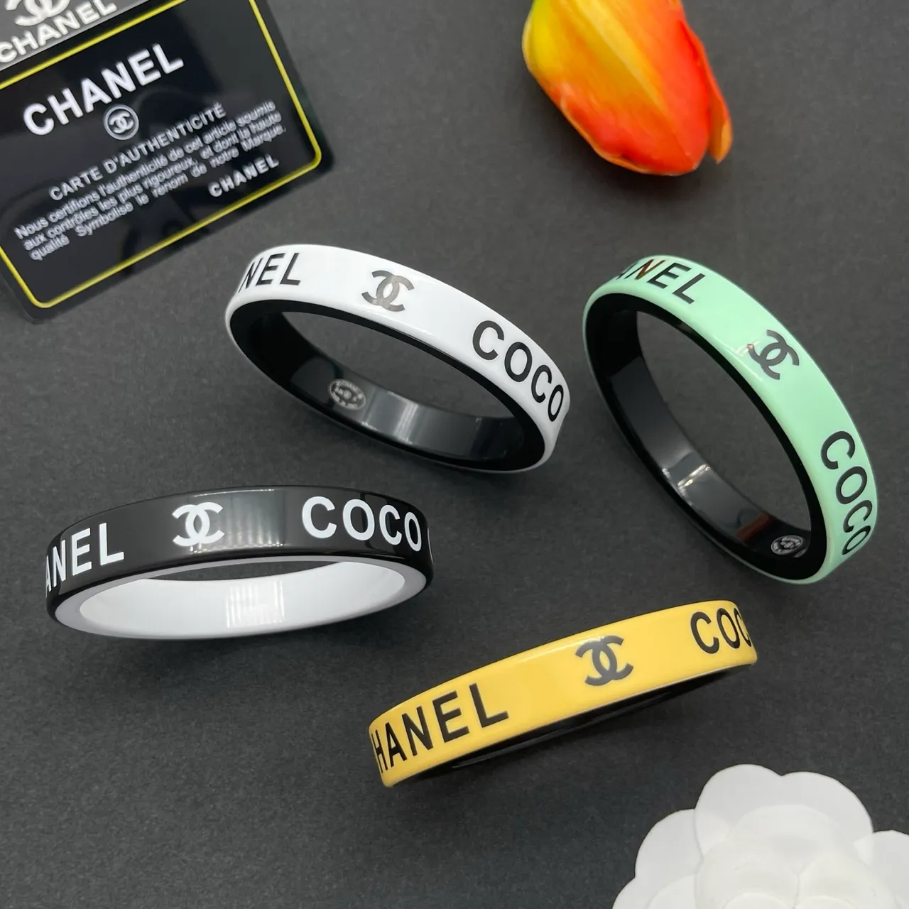 Chanel Logo Bangle Black and White Bracelet 2