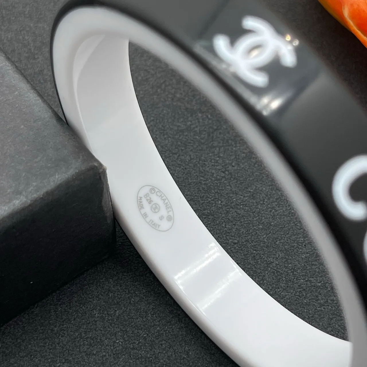 Chanel Logo Bangle Black and White Bracelet 3