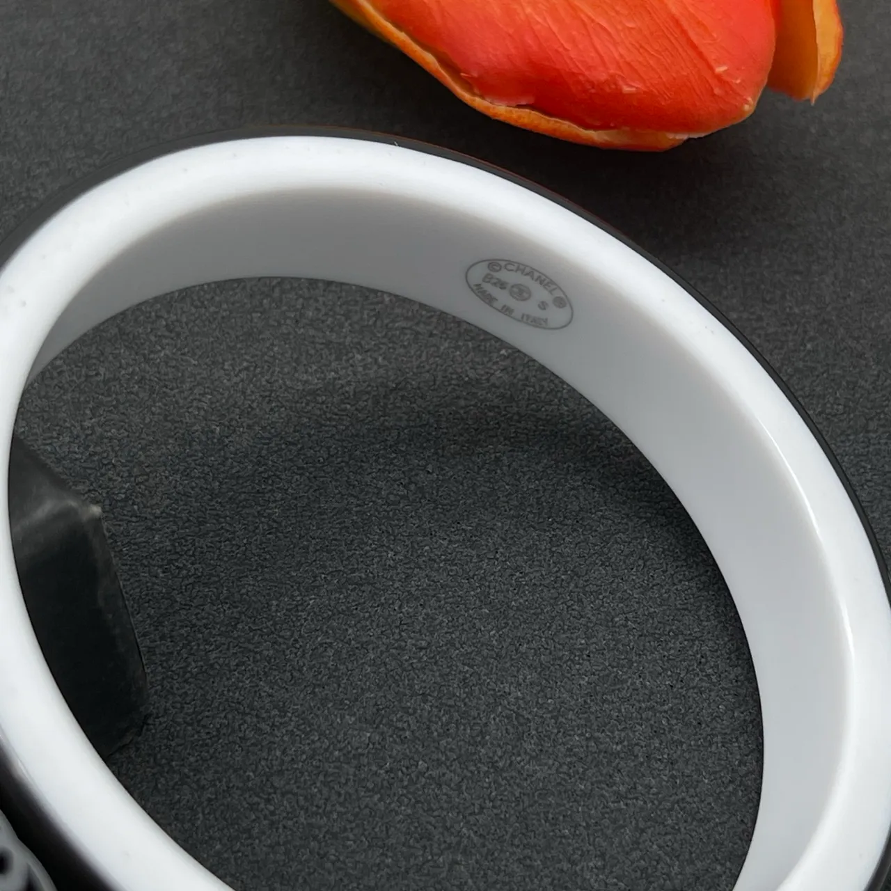 Chanel Logo Bangle Black and White Bracelet 4
