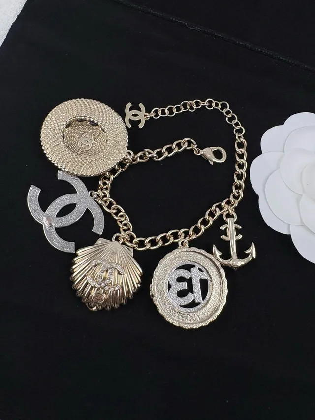 Chanel Multi-Charm Bracelet Gold Blue Chain Bracelet 3