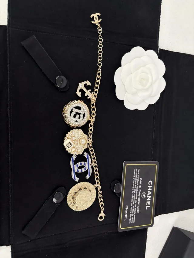 Chanel Multi-Charm Bracelet Gold Blue Chain Bracelet 5