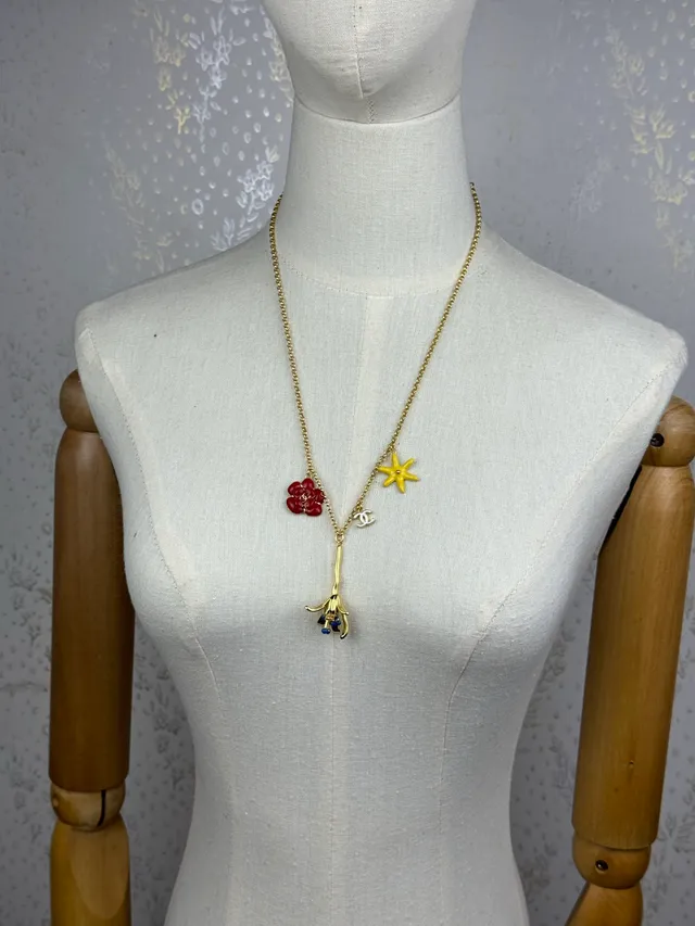 Chanel Multi-Charm Enamel and Gold-Tone Necklace 2
