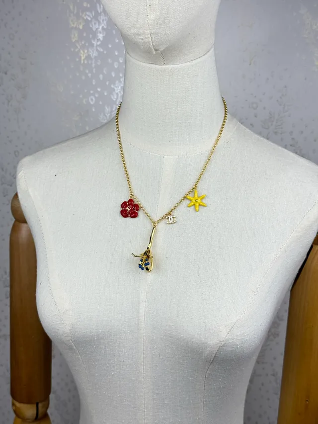 Chanel Multi-Charm Enamel and Gold-Tone Necklace 3