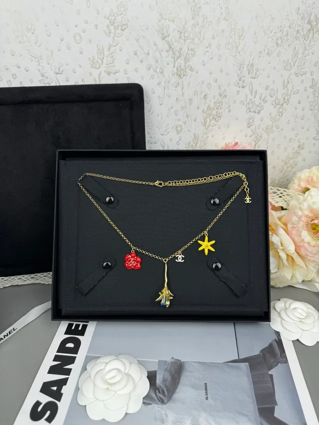 Chanel Multi-Charm Enamel and Gold-Tone Necklace 4