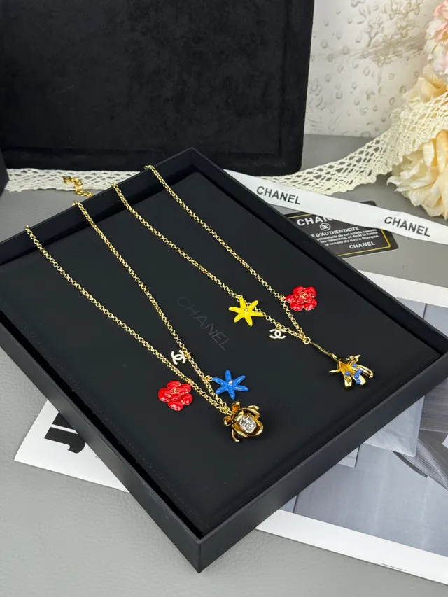 Chanel Multi-Charm Enamel and Gold-Tone Necklace 5
