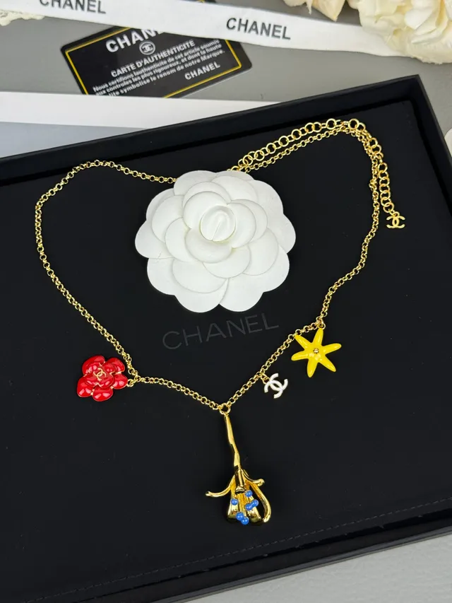 Chanel Multi-Charm Enamel and Gold-Tone Necklace 6