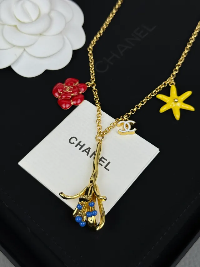 Chanel Multi-Charm Enamel and Gold-Tone Necklace 8