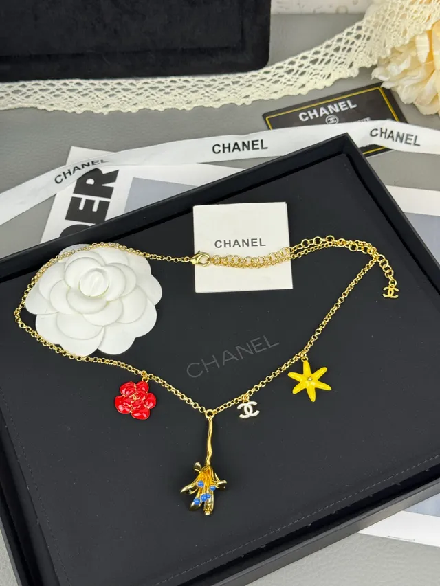 Chanel Multi-Charm Enamel and Gold-Tone Necklace 9