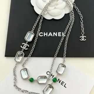 Chanel Multi-Strand Crystal and Green Bead Necklace