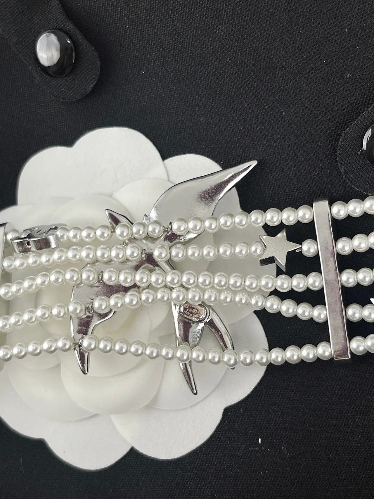 Chanel Multi-Strand Pearl and Crystal Swallow Choker Necklace 2
