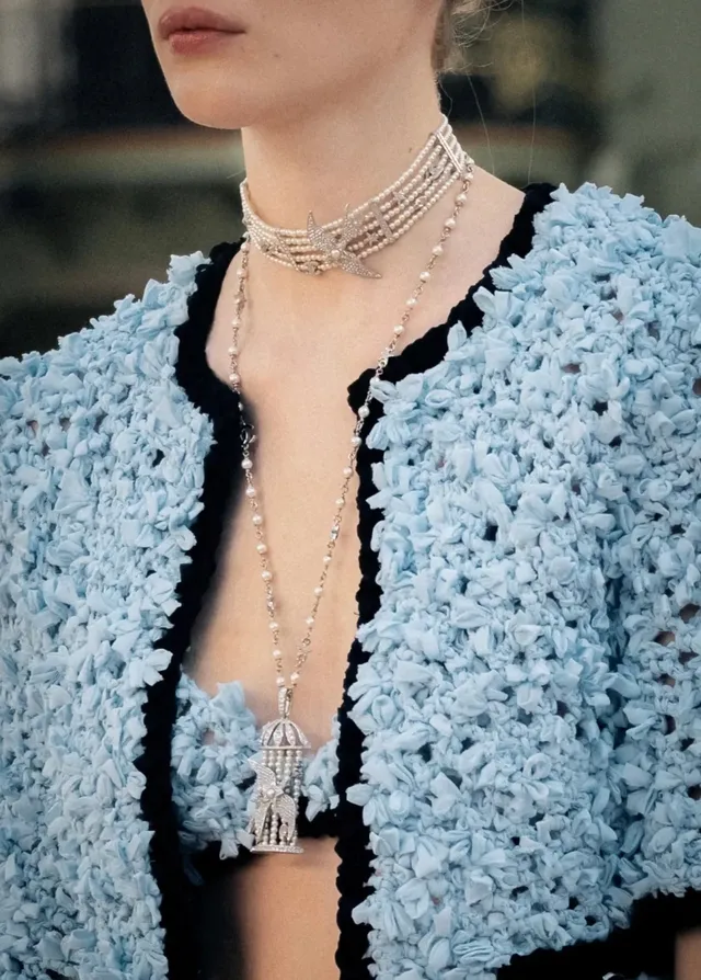 Chanel Multi-Strand Pearl and Crystal Swallow Choker Necklace 16