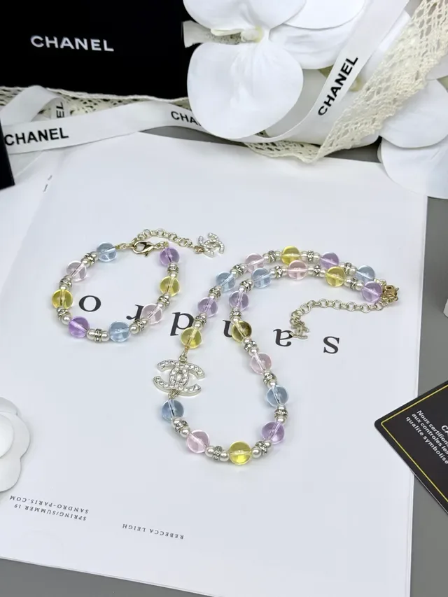 Chanel Multicolor Silver Beaded Pastel Bracelet 2