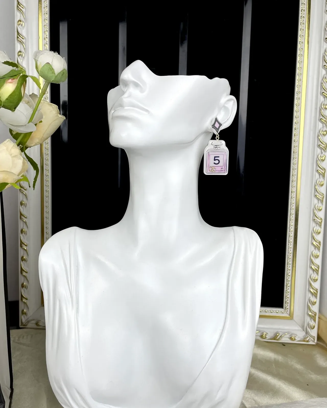 Chanel No. 5 Perfume Bottle Acrylic Dangling Earrings 4