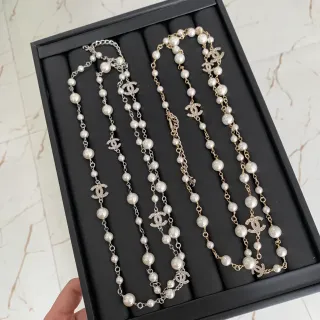 Chanel Pearl and Chain CC Logo Necklace