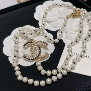 Chanel Pearl and Crystal CC Logo Necklace