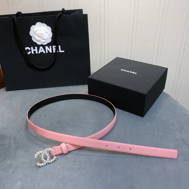Chanel Pearl CC Belt Pink Leather Belt 2