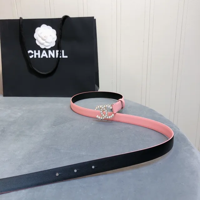 Chanel Pearl CC Belt Pink Leather Belt 4