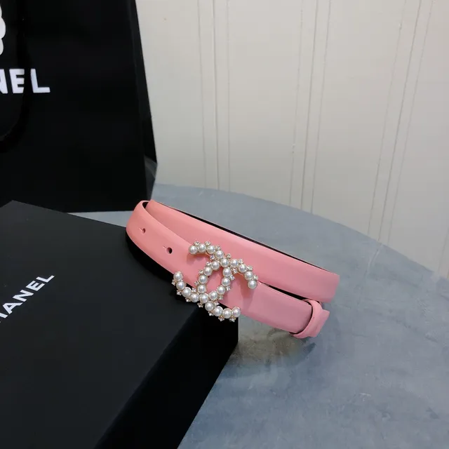 Chanel Pearl CC Belt Pink Leather Belt 6