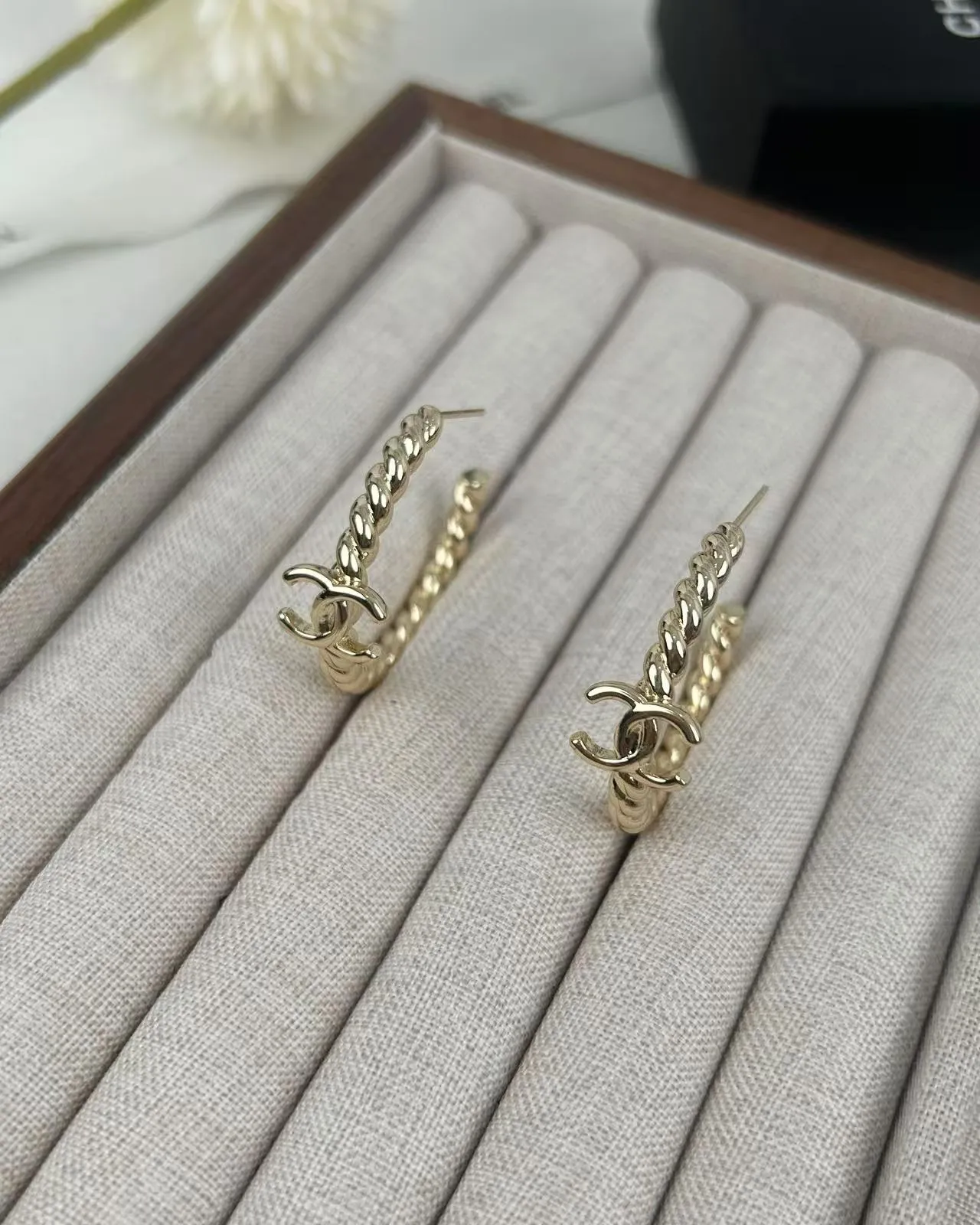 Chanel Rope Hoop Interlocking CC Gold-Tone Earrings 2