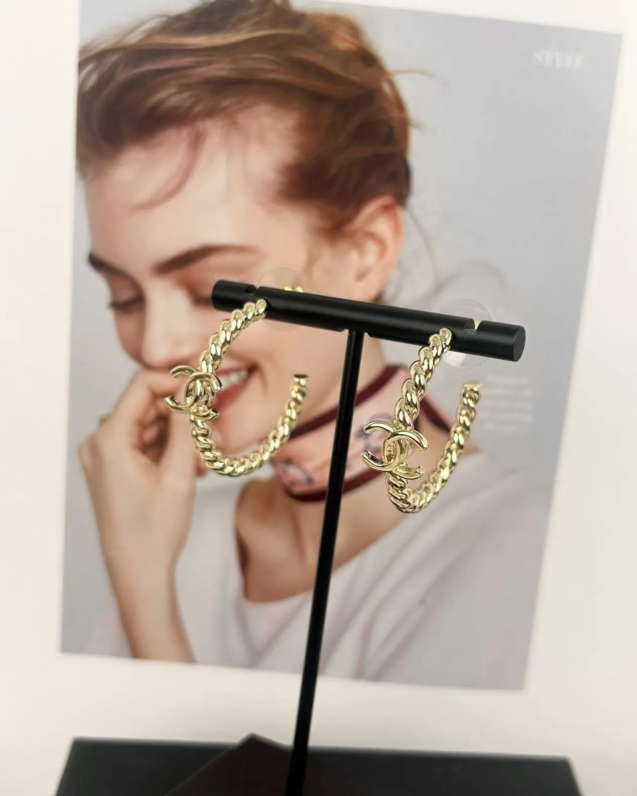 Chanel Rope Hoop Interlocking CC Gold-Tone Earrings 3