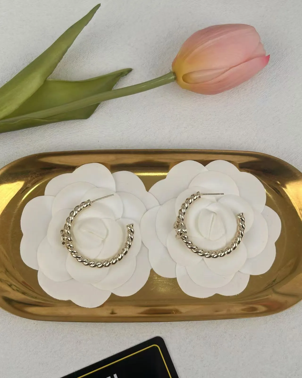Chanel Rope Hoop Interlocking CC Gold-Tone Earrings 6
