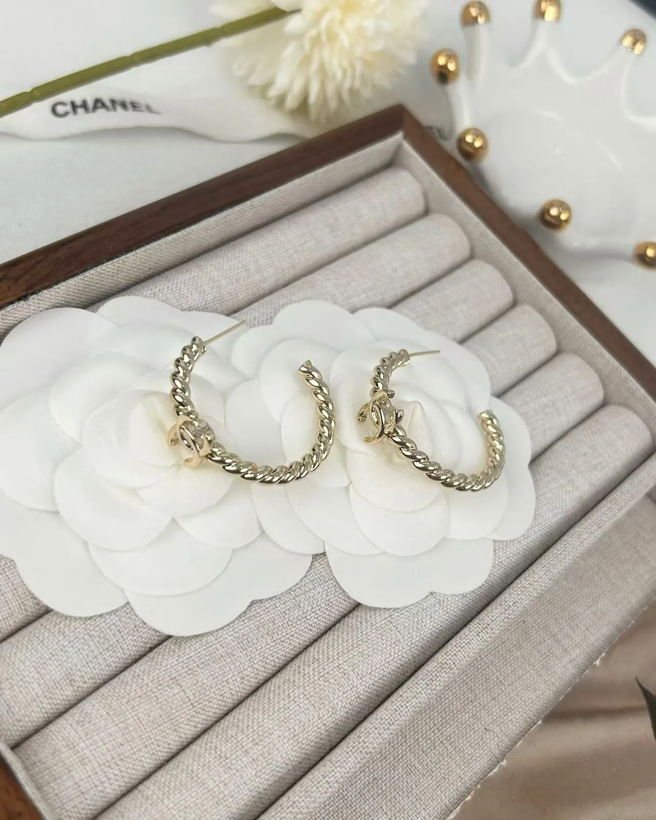 Chanel Rope Hoop Interlocking CC Gold-Tone Earrings 9