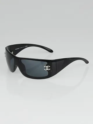 Chanel Shield Brown Black Acetate Frame Sunglasses 8