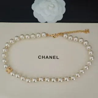 Chanel White Gold Pearl Strand CC Charms Necklace