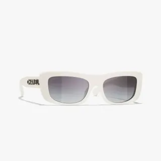 Chanel White Gray Matte Acetate Gradient Lenses Sunglasses