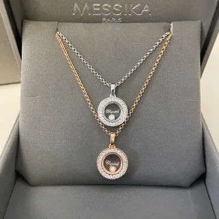 Chopard Happy Diamonds Colliers Pendentif avec Disque Rotatif Bicolore