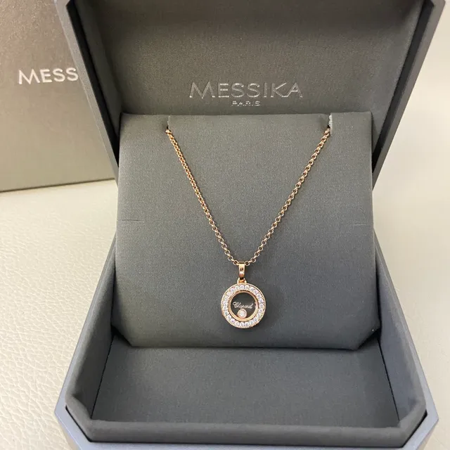 Chopard Happy Diamonds Dual-Tone Rotating Disc Pendant Necklaces 4