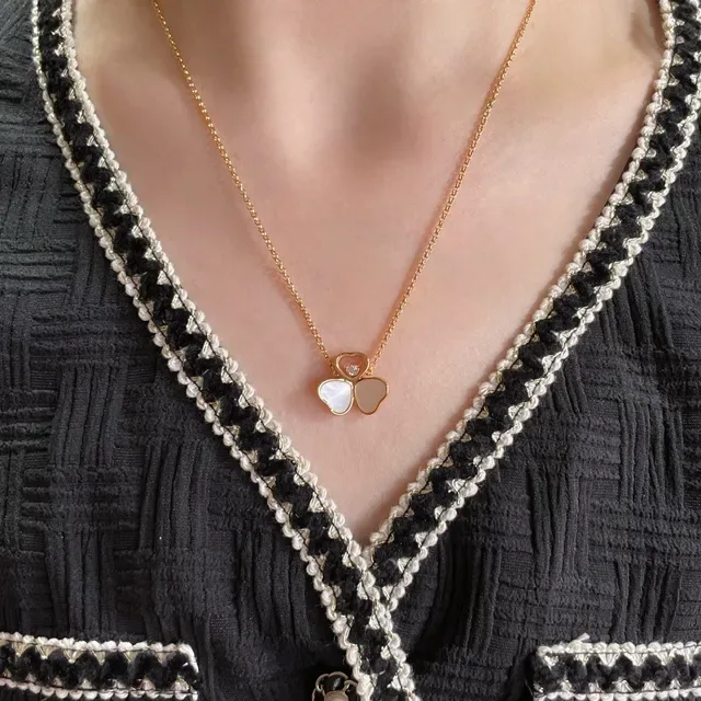 Chopard Happy Hearts Triple Heart Mother-of-Pearl and Diamond Necklace 8