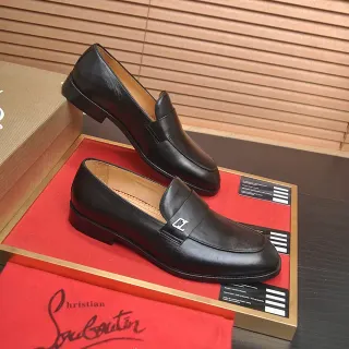 Christian Louboutin Black Red Leather Penny Loafer