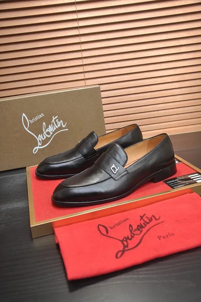 Christian Louboutin Black Red Leather Penny Loafer 4