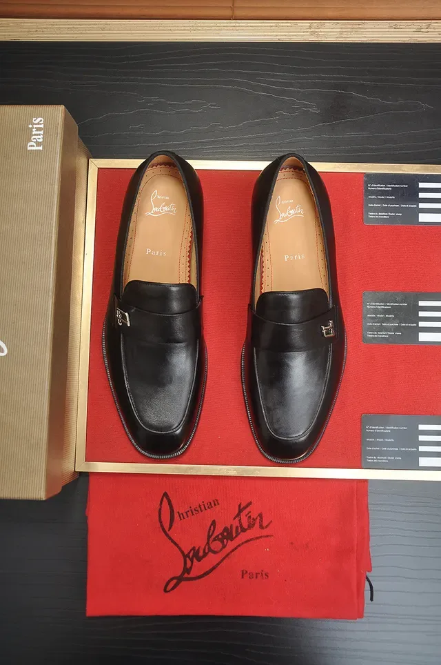 Christian Louboutin Black Red Leather Penny Loafer 5