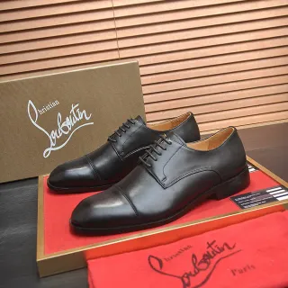 Christian Louboutin Cap-Toe Black Leather Oxford Shoes