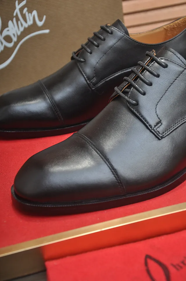 Christian Louboutin Cap-Toe Black Leather Oxford Shoes 2