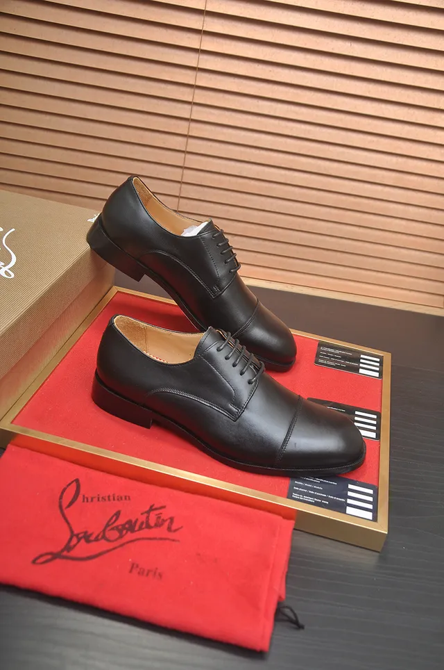 Christian Louboutin Cap-Toe Black Leather Oxford Shoes 4